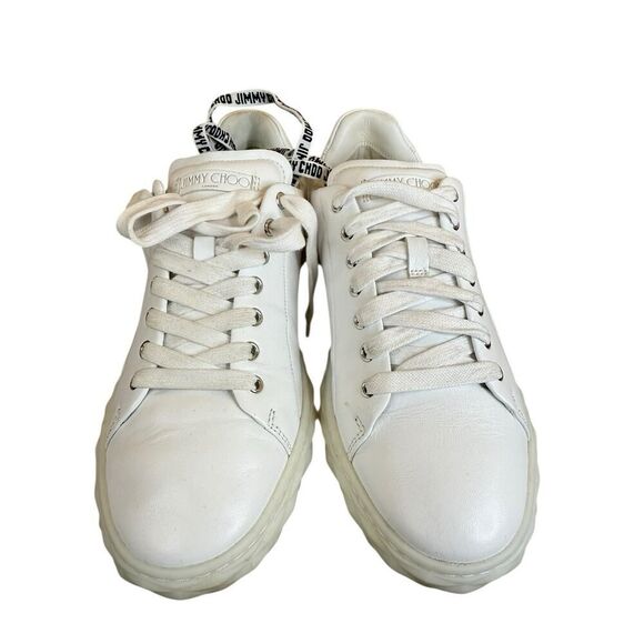 Jimmy Choo Diamond Light Maxi Sneakers Leather White 41.5 - Picture 4 of 13
